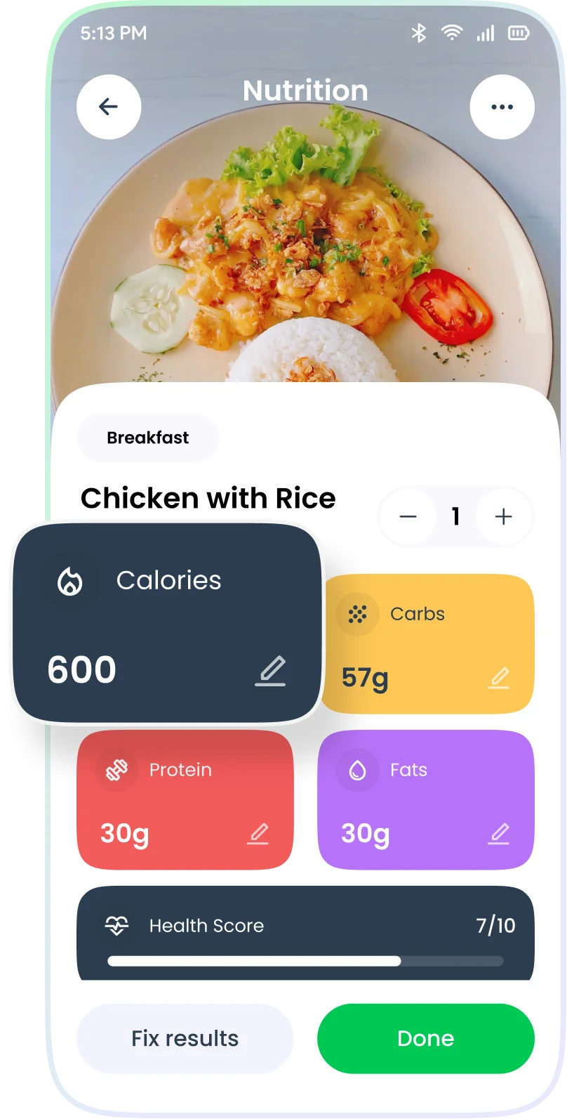 Calorie and macro tracker – daily nutrition breakdown
